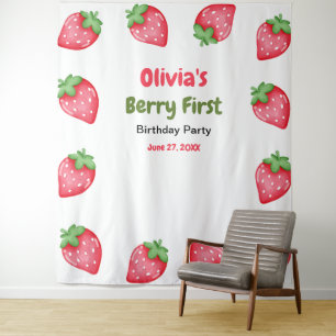 Berry First Birthday Strawberry 1. Geburtstag Wandteppich