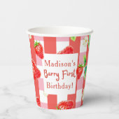 Berry First Birthday - Strawberry 1. Girl-Party Pappbecher (Rückseite)