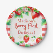 Berry First Birthday - Strawberry 1. Girl-Party Pappteller (Vorderseite)