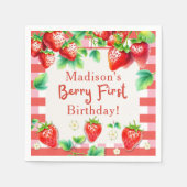 Berry First Birthday - Strawberry 1. Girl-Party Serviette (Vorderseite)