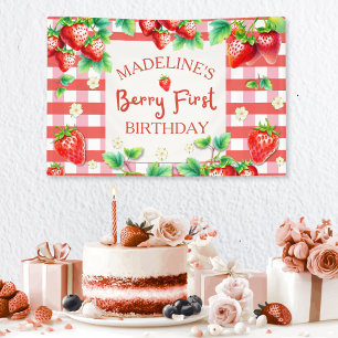 Berry First Birthday - Strawberry 1st B Banner