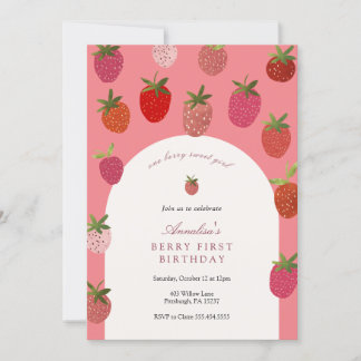 Berry First Birthday Strawberry Birthday Einladung