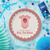 Berry First Birthday Strawberry Bodysuit Pappteller (Party)