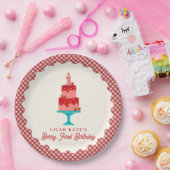 Berry First Birthday Strawberry Cake Pappteller (Party)