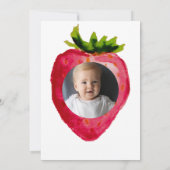 Berry First Birthday Strawberry Custom Foto 1. Einladung (Rückseite)