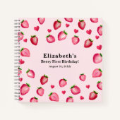Berry First Birthday Strawberry Custom Guest Book Notizblock (Vorderseite)