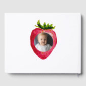 Berry First Birthday Strawberry Custom Photo Gold Gästebuch (Rückseite)