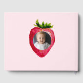 Berry First Birthday Strawberry Custom Photo Gold Gästebuch (Rückseite)