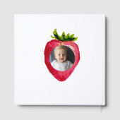 Berry First Birthday Strawberry Custom Photo Gold Gästebuch (Rückseite)