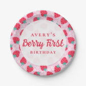 Berry First Birthday Strawberry Daisy Pappteller (Vorderseite)