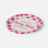 Berry First Birthday Strawberry Daisy Pappteller (Schrägansicht)