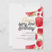 Berry First Birthday Strawberry Einladung (Vorderseite)