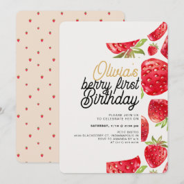 Berry First Birthday Strawberry Einladung