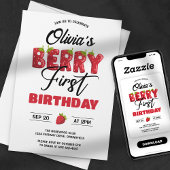 Berry First Birthday Strawberry Einladung