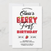 Berry First Birthday Strawberry Einladung (Vorderseite)