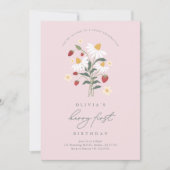 Berry First Birthday Strawberry Einladung (Vorderseite)