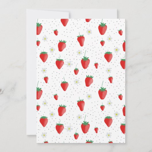 Berry First Birthday Strawberry Erster 1. Sommer Einladung (Rückseite)