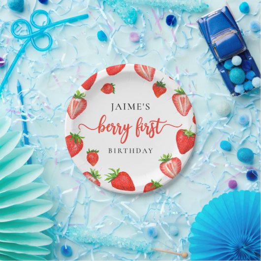 Berry First Birthday | Strawberry Erster Geburtsta Pappteller (Party)