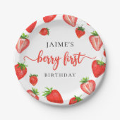 Berry First Birthday | Strawberry Erster Geburtsta Pappteller (Vorderseite)