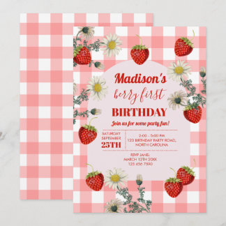 Berry First Birthday Strawberry Erster Geburtstag Einladung