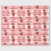 Berry First Birthday Strawberry Erster Name Geschenkpapier (Flach)
