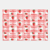 Berry First Birthday Strawberry Erster Name Geschenkpapier Set (Vorderseite)