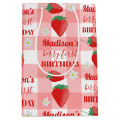 Berry First Birthday Strawberry Erster Name Mittlere Geschenktüte (Vorderseite)