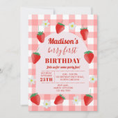 Berry First Birthday Strawberry Erstes Foto Einladung (Vorderseite)