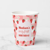 Berry First Birthday Strawberry First 1. Willkomme Pappbecher (Rückseite)