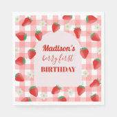 Berry First Birthday Strawberry First 1. Willkomme Serviette (Vorderseite)