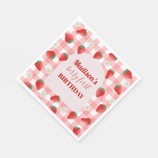 Berry First Birthday Strawberry First 1. Willkomme Serviette (Ecke)