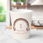 Berry First Birthday Strawberry Floral Rainbow Pappbecher