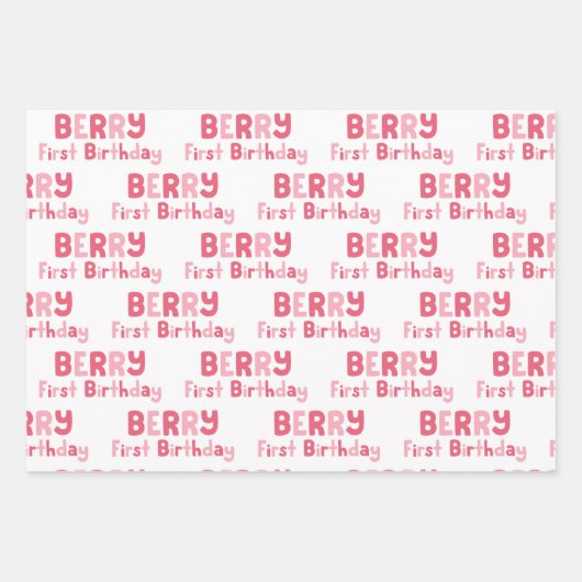 Berry First Birthday Strawberry Geschenkpapier Set (Vorderseite 2)