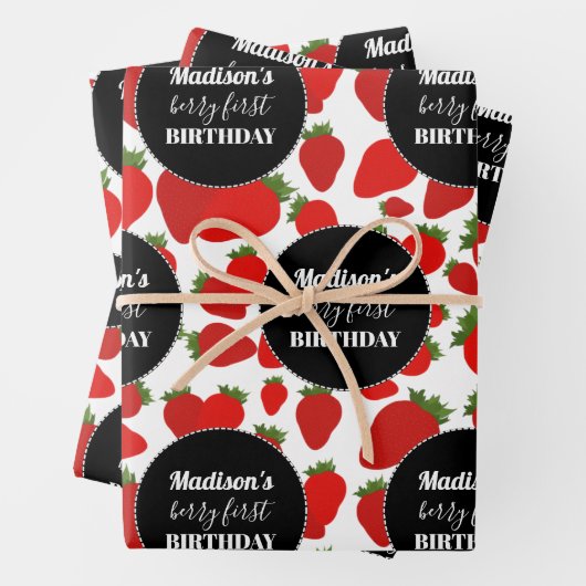 Berry First Birthday Strawberry Geschenkpapier Set (Beispiel)
