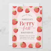 Berry First Birthday Strawberry Girl Einladung (Vorderseite)
