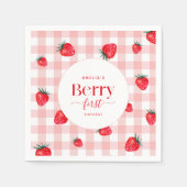 Berry First Birthday Strawberry Girl Serviette (Vorderseite)