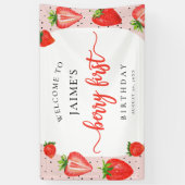 Berry First Birthday Strawberry Girl Willkommen Banner (Vertikal)