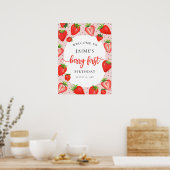Berry First Birthday Strawberry Girl Willkommen Poster (Küche)