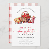 Berry First Birthday Strawberry Party Einladung (Vorne/Hinten)
