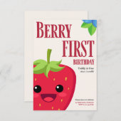 Berry First Birthday Strawberry Party Einladung (Vorne/Hinten)