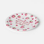 Berry First Birthday Strawberry Party Herz Pappteller (Schrägansicht)