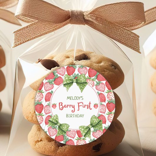 Berry First Birthday Strawberry Party Runder Aufkleber