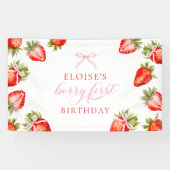Berry First Birthday Strawberry Party Sign Banner (Horizontal)