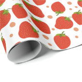 Berry First Birthday Strawberry Pattern Geschenkpapier (Rolleneckpunkt)