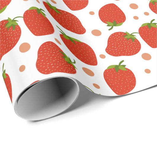 Berry First Birthday Strawberry Pattern Geschenkpapier (Rolleneckpunkt)
