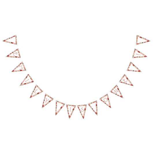 Berry First Birthday Strawberry Pattern One Wimpelkette (Alle)