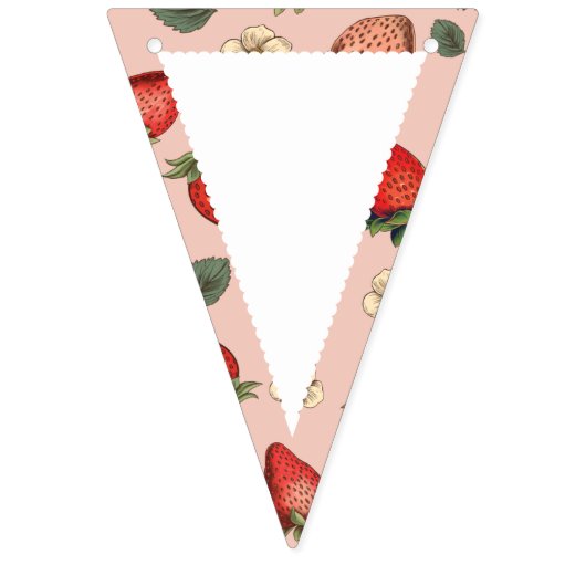 Berry First Birthday Strawberry Pattern One Wimpelkette (Erste Fahne)