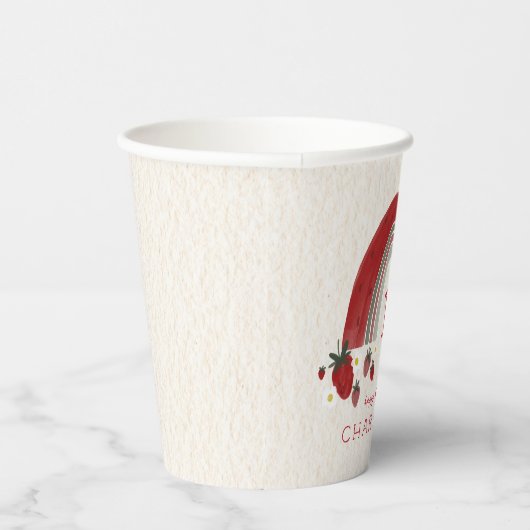 Berry First Birthday Strawberry Rainbow Floral Pappbecher (Rechts)