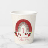 Berry First Birthday Strawberry Rainbow Floral Pappbecher (Vorderseite)