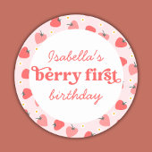 Berry First Birthday Strawberry Runder Aufkleber